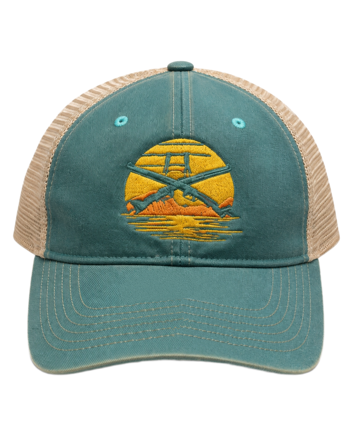 Teal Sunset Mesh Snapback
